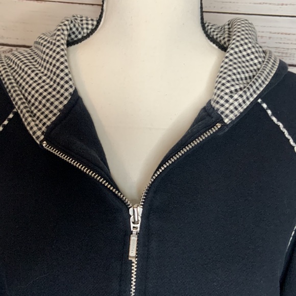 Ladies Zip up thin black and white jacket by Kim Rogers Size PL - Picture 4 of 5